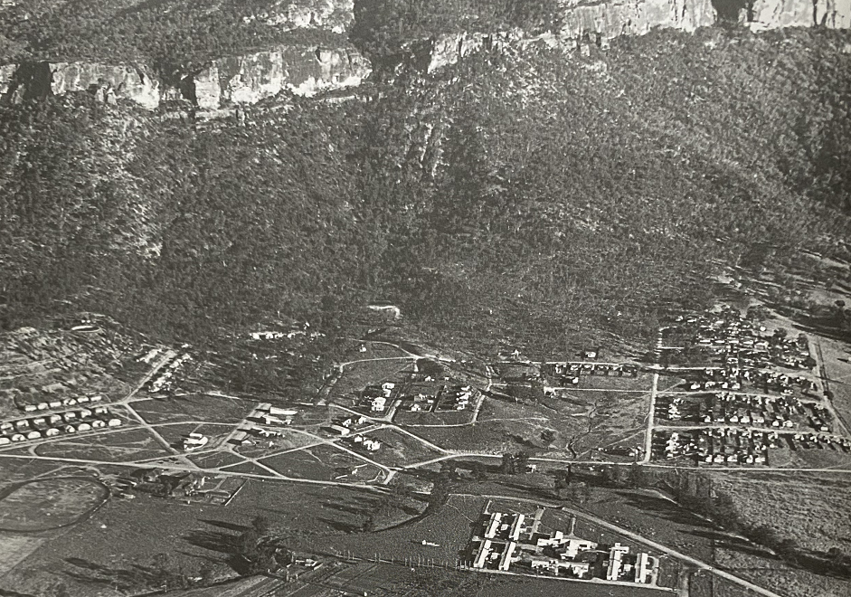 Birds eye view of Glen Davis town. circa 1952