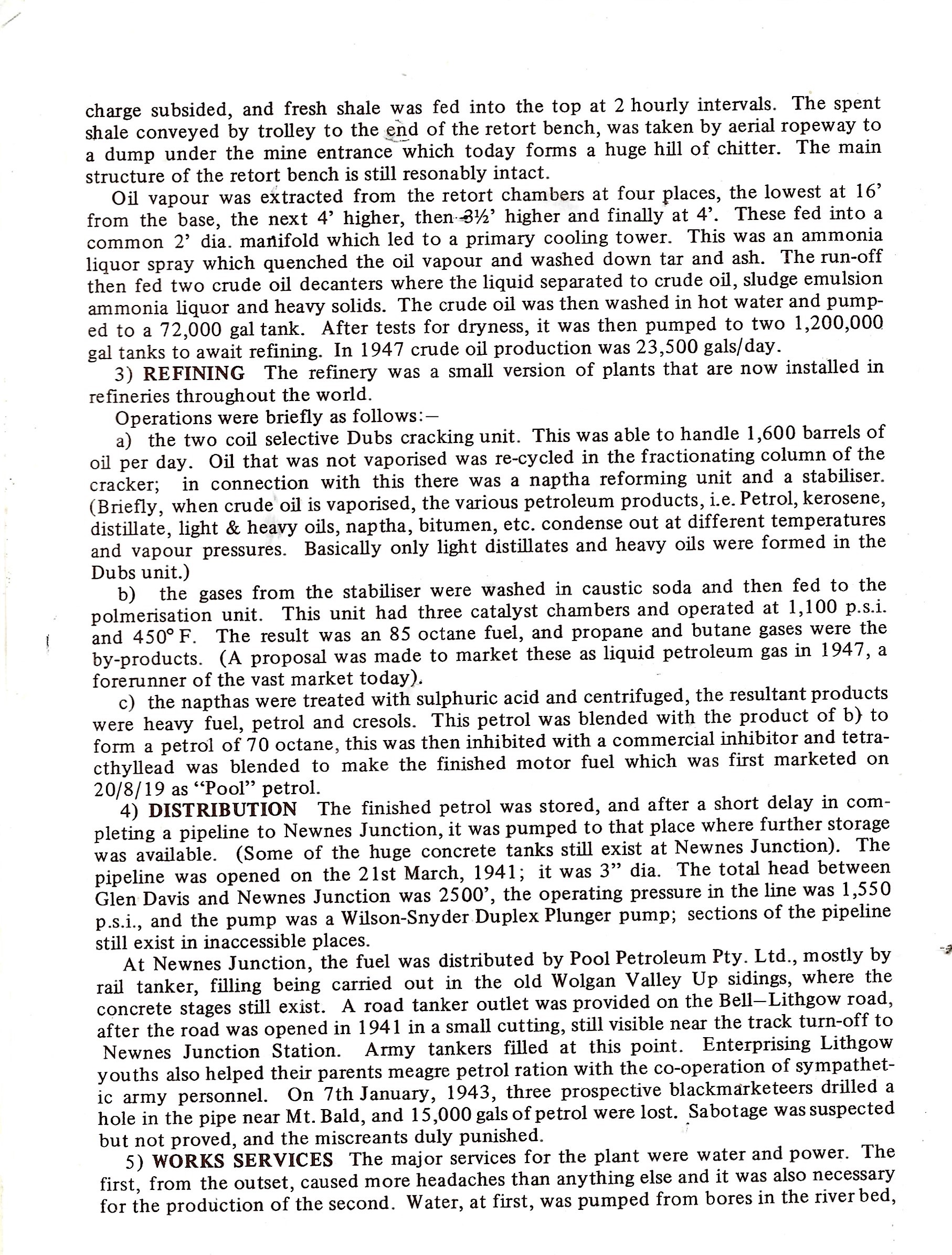 Page 4 of Glen Davis History as set out in a Painted Horse Ranch publication. It continues with the plant of National Oil Proprietary Ltd.