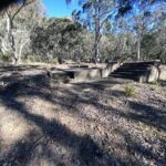 Ruins of Catholic Church in Glen Davis, showing front steps in the foreground.